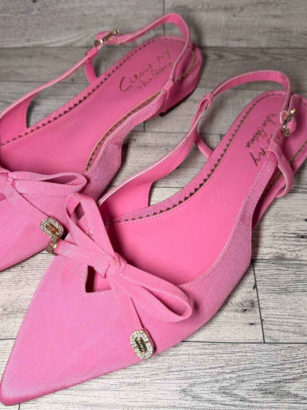 Circus NY by Sam Edelman Lafayette Pink Bow Pointed-Toe Slingback Flats Size 10